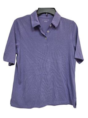 Haymaker Polo Shirt Womens S Lilac Purple Short Sleeve Collared Side Slit Hem